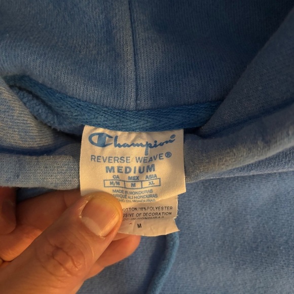 Champion Men's Washed Blue Hoodie - Picture 4 of 6